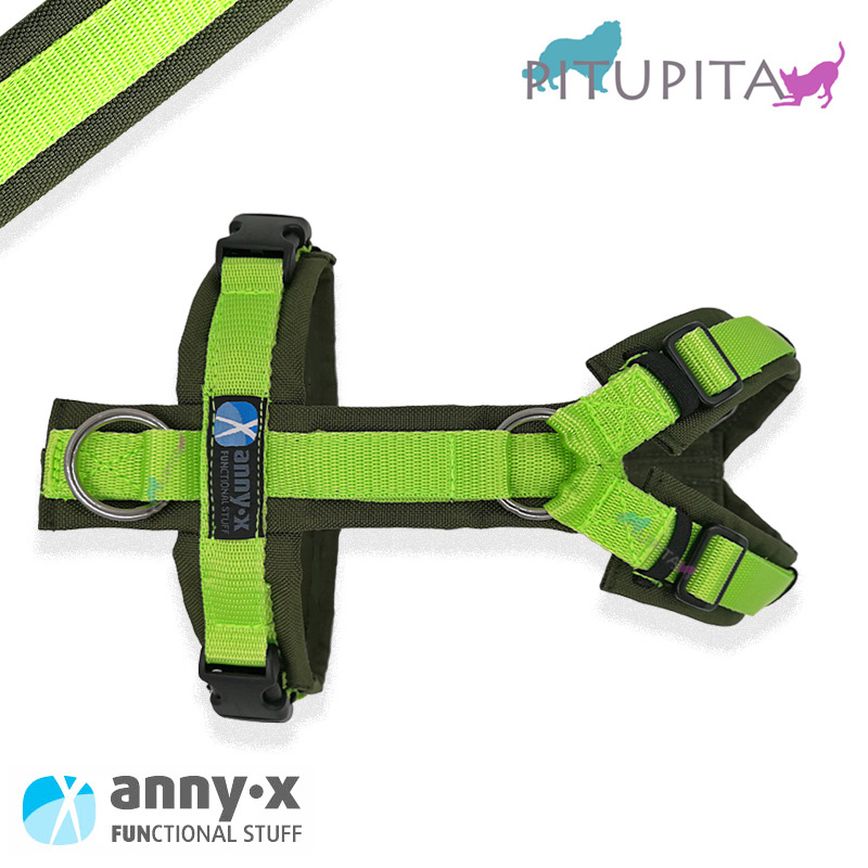 AnnyX Brustgeschirr Hundegeschirr Fun oliv-hellgrün M