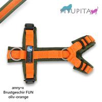 AnnyX Brustgeschirr Hundegeschirr Fun oliv-orange XXS