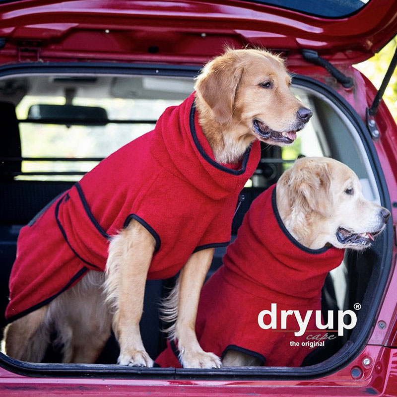 DryUp Trocken Cape Hundebademantel STANDARD Red Pepper-rot L 65cm
