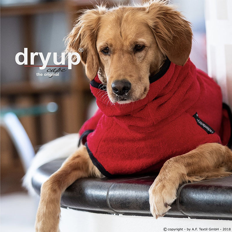 DryUp Trocken Cape Hundebademantel STANDARD Red Pepper-rot L 65cm