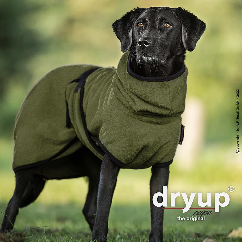 DryUp Trocken Cape Hundebademantel STANDARD Moos-grün S 56cm