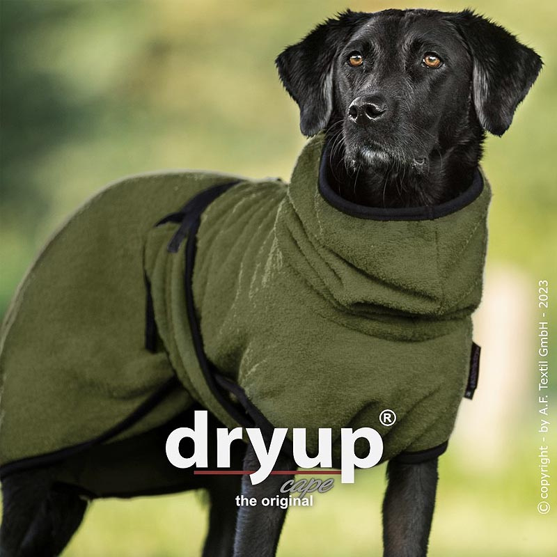 DryUp Trocken Cape Hundebademantel STANDARD Moos-grün XXL 74cm