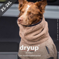 DryUp Trocken Cape Hundebademantel STANDARD Coffee-braun L 65cm