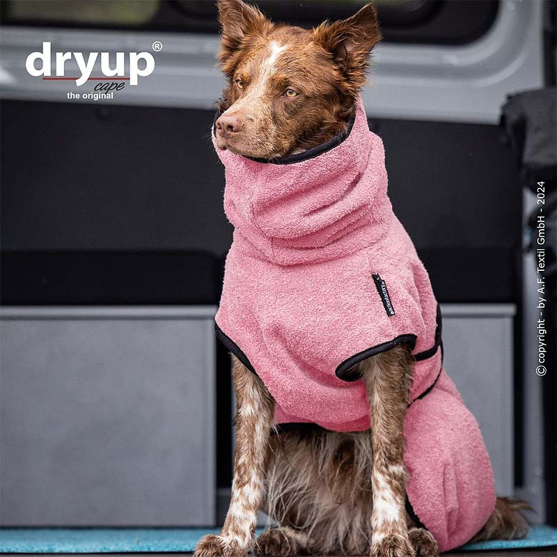 DryUp Trocken Cape Hundebademantel STANDARD Rose XL 70cm