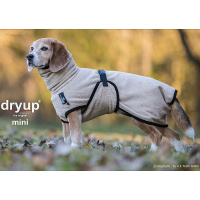 DryUp Trocken Cape Hundebademantel MINI für kleine Hunde 40cm Sand-beige