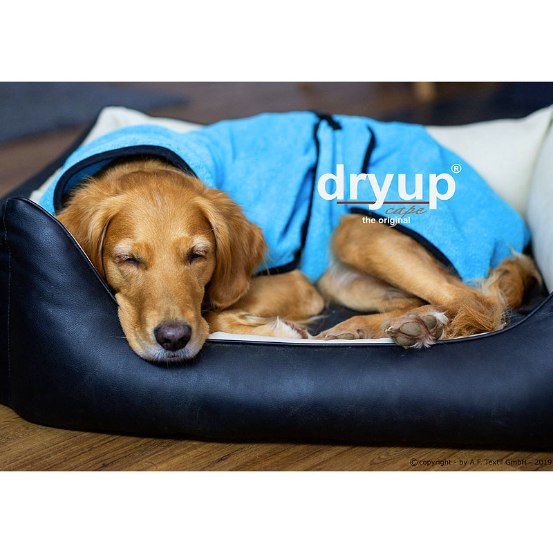 DryUp Trocken Cape Hundebademantel MINI für kleine Hunde 40cm Cyan-hellblau