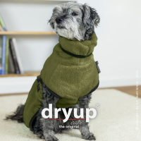 DryUp Trocken Cape Hundebademantel MINI für kleine Hunde 35cm Moos-grün