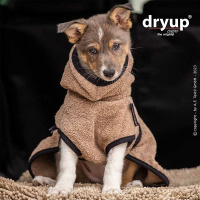 DryUp Trocken Cape Hundebademantel MINI für kleine Hunde 35cm Coffee-braun