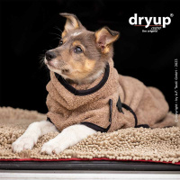 DryUp Trocken Cape Hundebademantel MINI für kleine Hunde 45cm Coffee-braun