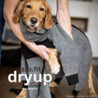 DryUp Body ZIP.FIT Hundebademantel mit Beinen STANDARD Anthrazit-grau L 65cm