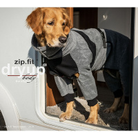 DryUp Body ZIP.FIT Hundebademantel mit Beinen STANDARD Anthrazit-grau L 65cm
