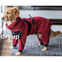DryUp Body ZIP.FIT Hundebademantel mit Beinen STANDARD Bordeaux-rot S 56cm