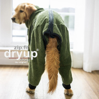 DryUp Body ZIP.FIT Hundebademantel mit Beinen STANDARD Moos-grün XXL 74cm