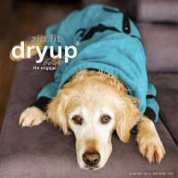 DryUp Body ZIP.FIT Hundebademantel mit Beinen STANDARD Petrol S 56cm
