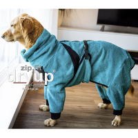 DryUp Body ZIP.FIT Hundebademantel mit Beinen STANDARD Petrol L 65cm