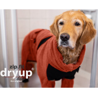 DryUp Body ZIP.FIT Hundebademantel mit Beinen STANDARD Ziegelstein-rot XS 48cm