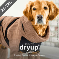 DryUp Body ZIP.FIT Hundebademantel mit Beinen STANDARD Coffe Capuccino M 60cm