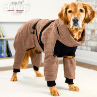 DryUp Body ZIP.FIT Hundebademantel mit Beinen STANDARD Coffe Capuccino XXL 74cm