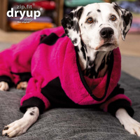 DryUp Body ZIP.FIT Hundebademantel mit Beinen STANDARD Pink XL 70cm
