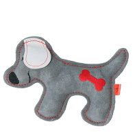 Doggy Doodles süßes Kuscheltier aus hochwertigem Rindsleder dunkelgrau Welpe