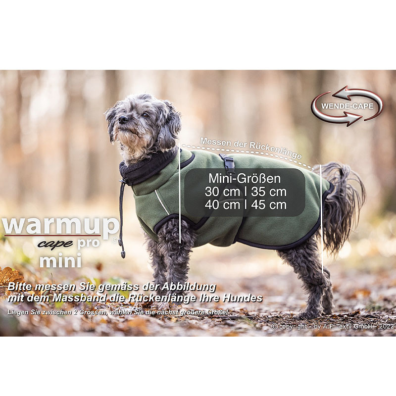 WarmUp Cape PRO Mantel MINI für kleine Hunde 30cm Bordeaux dunkelrot