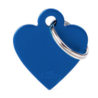 MyFamily Hundemarke Anhänger kleines Herz mit Gravur  blau