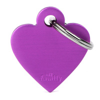 MyFamily Hundemarke Anhänger kleines Herz mit Gravur lila