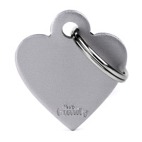 MyFamily Hundemarke Anhänger kleines Herz mit Gravur grau