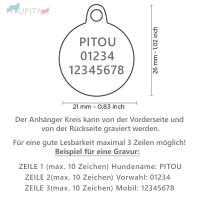 MyFamily Hundemarke Anhänger kleiner Kreis mit Gravur lila