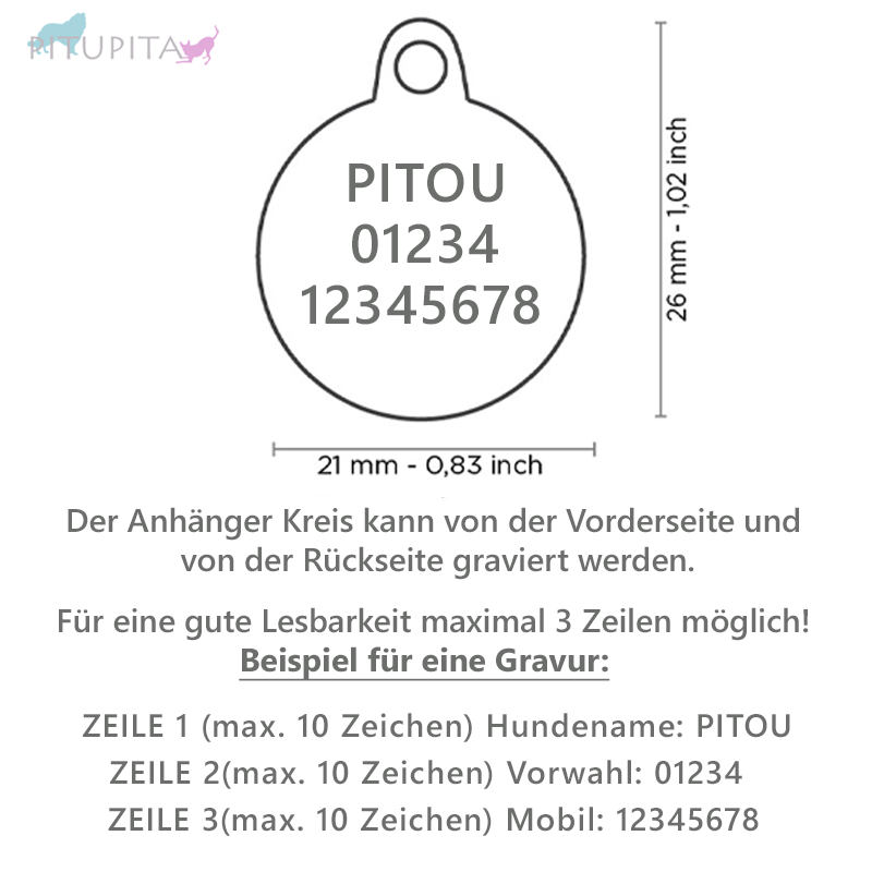 MyFamily Hundemarke Anhänger kleiner Kreis mit Gravur rot