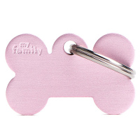 MyFamily Hundemarke Anhänger kleiner Knochen mit Gravur rosa