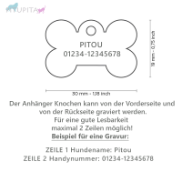 MyFamily Hundemarke Anhänger kleiner Knochen mit Gravur rosa