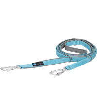 AnnyX Führleine verstellbar Safety FUN Grau-Eisblau 20 mm | vollgepolstert