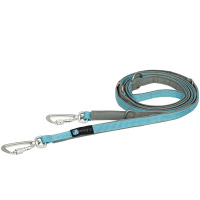 AnnyX Führleine verstellbar Safety FUN Grau-Eisblau 20 mm | vollgepolstert