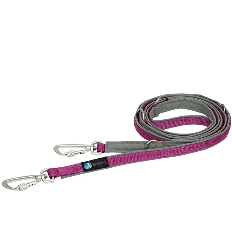 AnnyX Führleine verstellbar Safety FUN Grau-Pink 20 mm | vollgepolstert