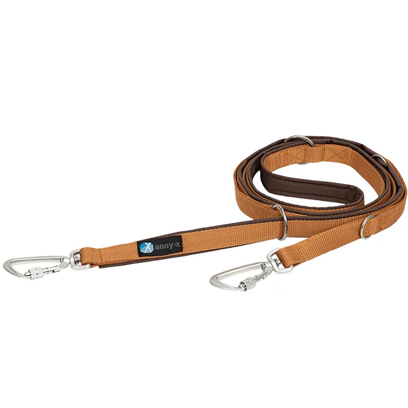 AnnyX Führleine verstellbar Safety FUN Braun-Bernstein 20 mm | vollgepolstert