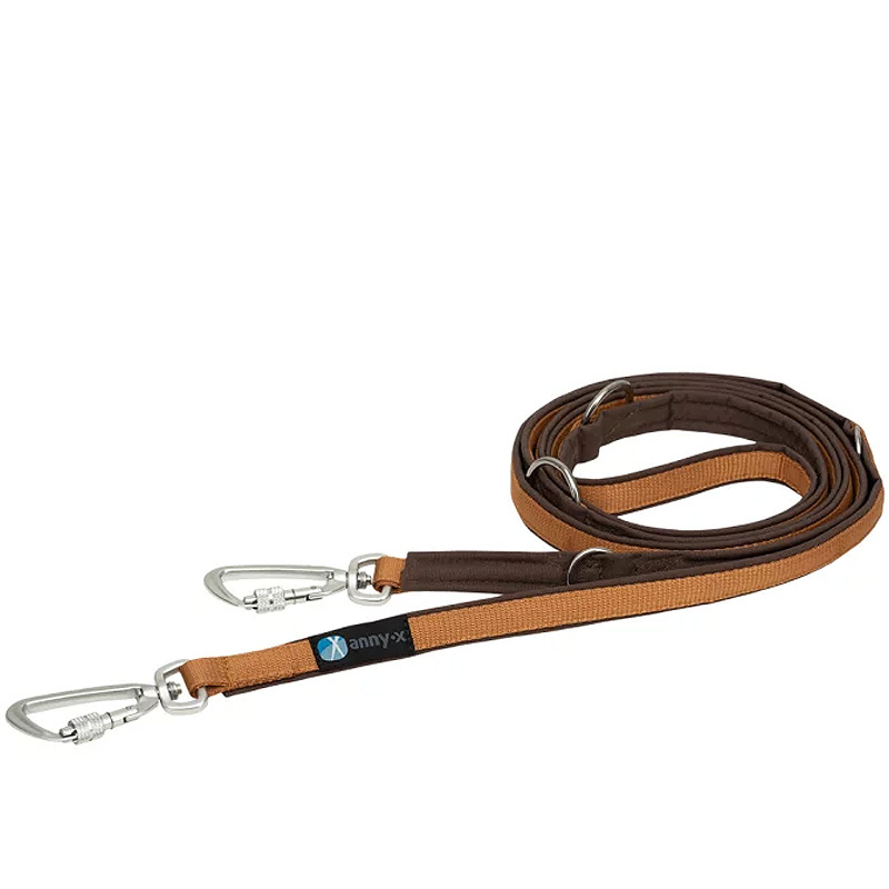 AnnyX Führleine verstellbar Safety FUN Braun-Bernstein 20 mm | vollgepolstert