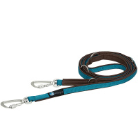 AnnyX Führleine verstellbar Safety FUN Braun-Petrol 20 mm | vollgepolstert