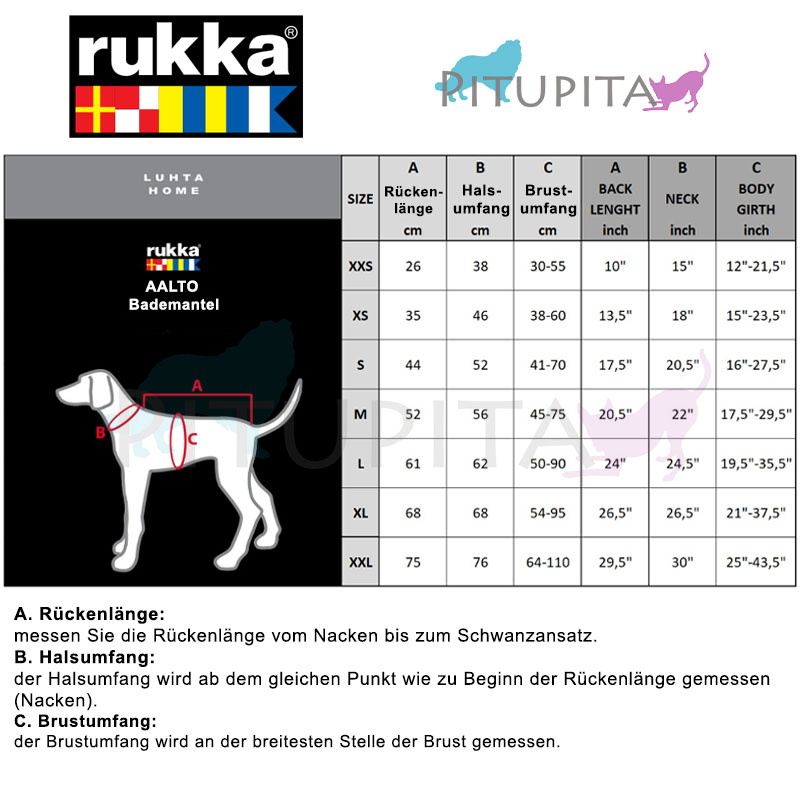 Rukka Pets AALTO Bademantel aus BIO-Baumwolle für Hunde schwarz XXL