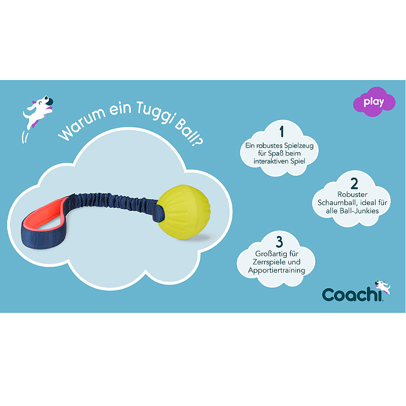 COACHI Tuggi Ball mit Bungee Griff für Hunde