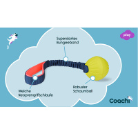 COACHI Tuggi Ball mit Bungee Griff für Hunde Navy-Coral-Lime