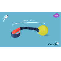 COACHI Tuggi Ball mit Bungee Griff für Hunde Navy-Coral-Lime