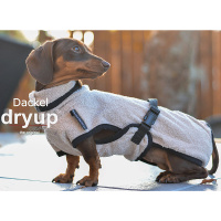 DryUp Trocken Cape Hundebademantel Trockenmantel für Dackel sand-beige 40cm Rückenlänge