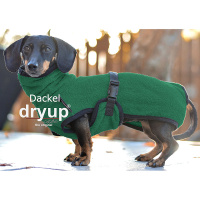 DryUp Trocken Cape Hundebademantel Trockenmantel für Dackel dunkel-grün 30cm Rückenlänge