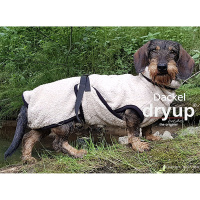 DryUp Trocken Cape Hundebademantel Trockenmantel für Dackel dunkel-grün 50cm Rückenlänge
