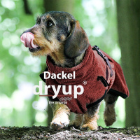 DryUp Trocken Cape Hundebademantel Trockenmantel für Dackel bordeaux-rot 30cm Rückenlänge