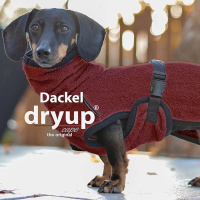 DryUp Trocken Cape Hundebademantel Trockenmantel für Dackel bordeaux-rot 50cm Rückenlänge