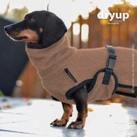 DryUp Trocken Cape Hundebademantel Trockenmantel für Dackel cofffee-braun 50cm Rückenlänge