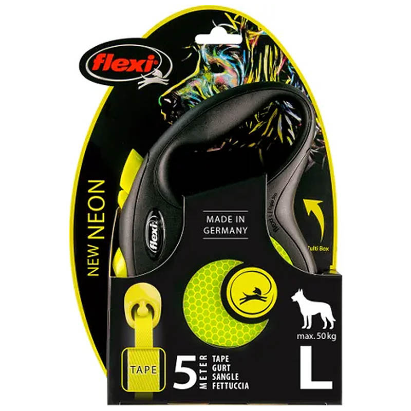 Flexi Hundeleine NEW NEON Gurt neon-gelb L-5m