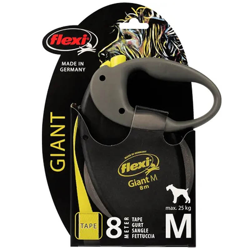 Flexi Hundeleine Rollleine GIANT Gurt schwarz-gelb M-8m